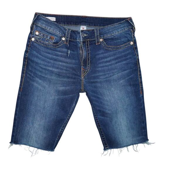 True Religion Geno Relaxed Slim Denim Shorts – Men's Size 36 – Cutoff Raw Hem - Picture 1 of 5